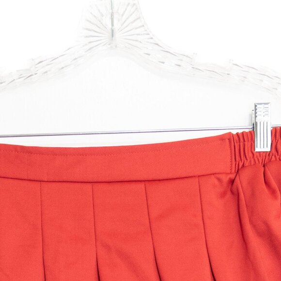 Vintage-Inspired Size ADXL Red Pleated Mini Skirt With White Stripes & Elastic - Picture 2 of 8